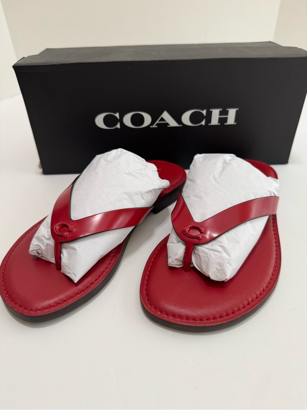 Coach Brianna Ruby Leather Logo Flip Flop Sandals Size 5B CZ379 - Picture 3 of 16